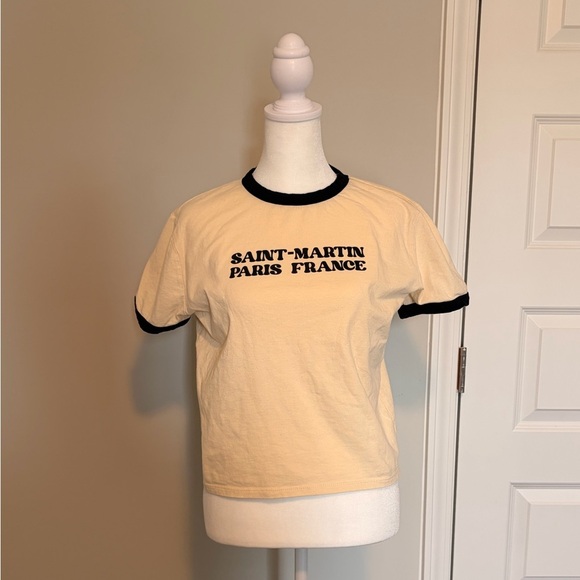 Zara Tops - Zara Beige T-Shirt with Black Accents
